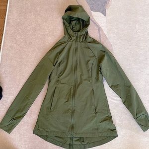 Green long rain jacket
